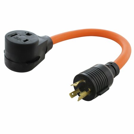 AC WORKS 1.5FT L6-20P 20A 250V Locking Plug to 6-50 Welder Connector WDL620650-018